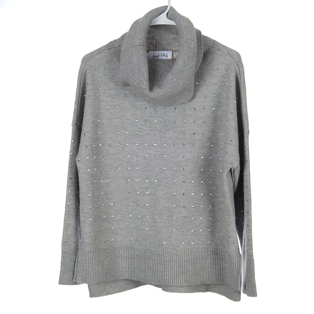 Joseph Ribkoff Light Grey Mélange Cowl Neck Sweater Style 234909 Small